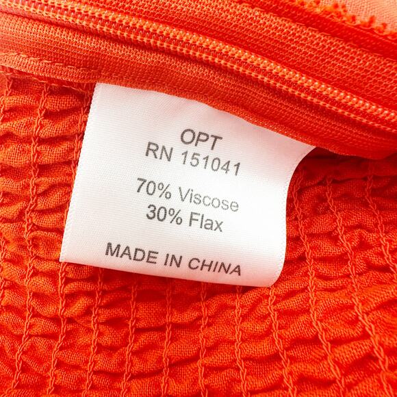 O.P.T Off The Shoulder Puff Sleeve Viscose Flax Crop Top in Orange Size M NEW - Picture 5 of 8